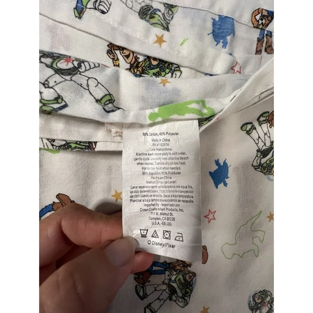 Vintage Disney Pixar TOY STORY‎ Toddler Flat Sheet Andy Buzz Crown Crafts